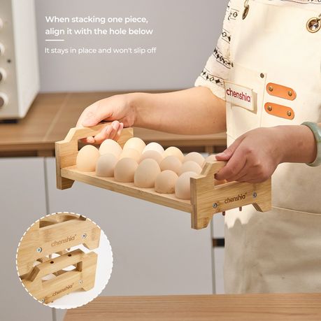 Bamboo Egg Holder Rack | 18 Egg Holder