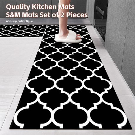 2-Piece Non-Slip Super Absorbent Mat Set - Black