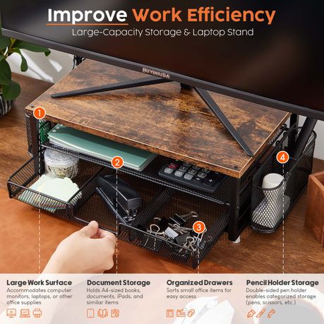 Chenshia 2-Tier Monitor Stand Riser Metal Desk Organizer Home Office & Study