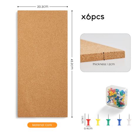 Self-Adhesive Cork Sheets Thick DIY Craft Board - 6-Pack