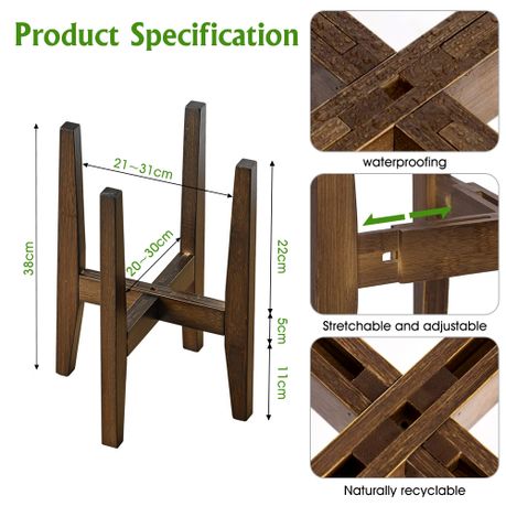 Adjustable Bamboo Plant Stand -18-30cm Pots