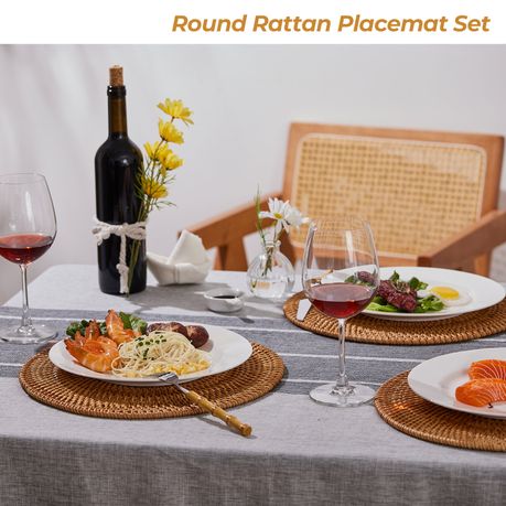 40cm Boho Handwoven Round Placemats- 4 Pack