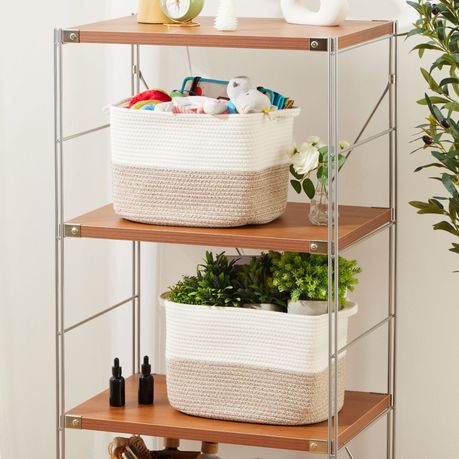 Chenshia 4Pc 19L Cotton Woven Storage Basket Cosmetic&Towel Organiser Bins