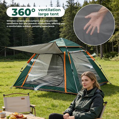 Chenshia 4 Person Camping Tent 210D Oxford Fabric Anti-Mosquito Pop-Up Tent