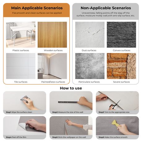 Self-Adhesive Faux Linen Wallpaper Peel and Stick PVC Wall Covering