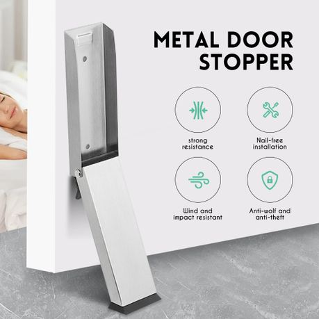 Silver Stainless Steel Door Stopper - Set of 2