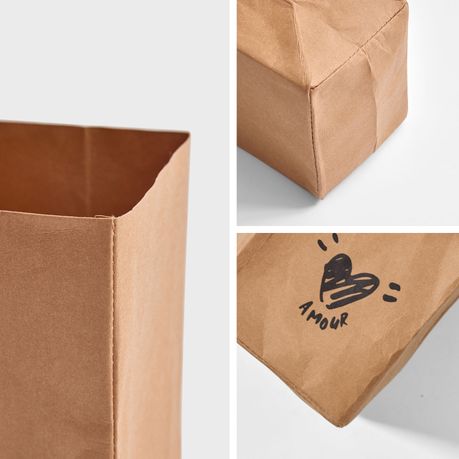 5Pc Washable Kraft Paper Storage Bags with Writing