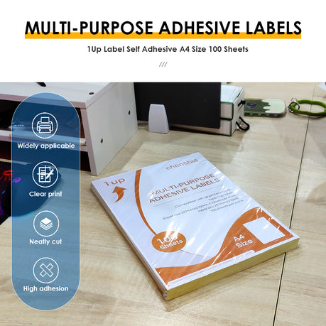 Chenshia 1UP Label Sheet Paper - 1Up Label Self Adhesive A4 Size - 500 Pack