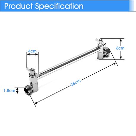 Chenshia Brass Shower Head Extension Arm Adjustable G1/2 Swivel Chrome Pipe