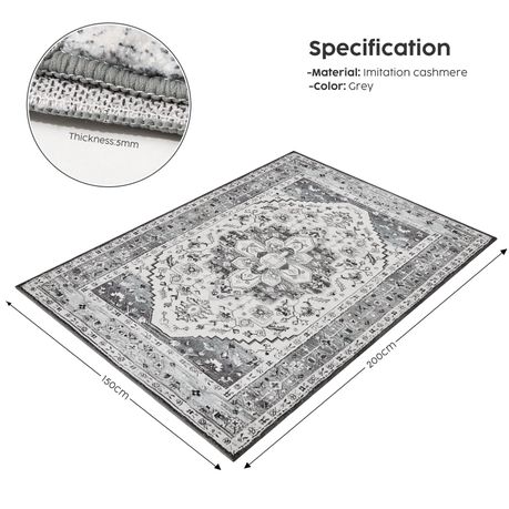 Boho Floor Mat Rug - Grey