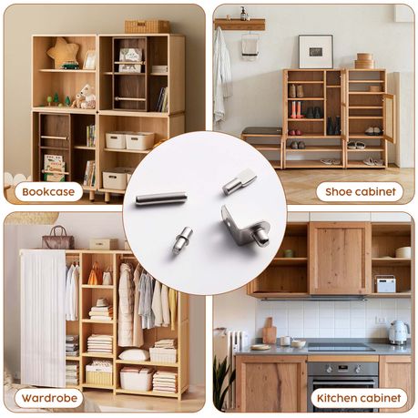 Cabinet Shelf Support Pegs - 104 Pack | 4 Styles