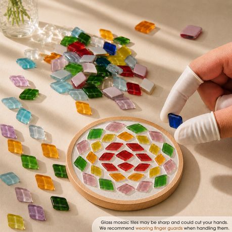 356pc Diamond Crystal Glass Mosaic Tiles Rainbow Craft DIY Decor