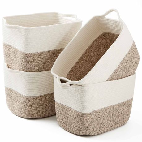 Chenshia 4Pc 19L Cotton Woven Storage Basket Cosmetic&Towel Organiser Bins