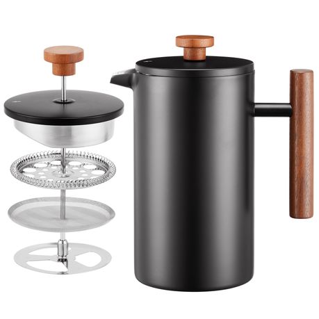 1L Stainless Steel French Press Coffee Maker - Black