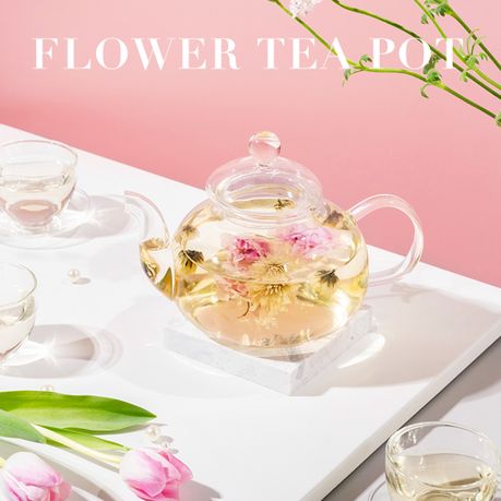 600ml Exotic Transparent Glass Teapot with Glass Infuser