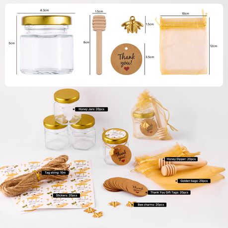 20-Pack Mini Glass Honey Jars