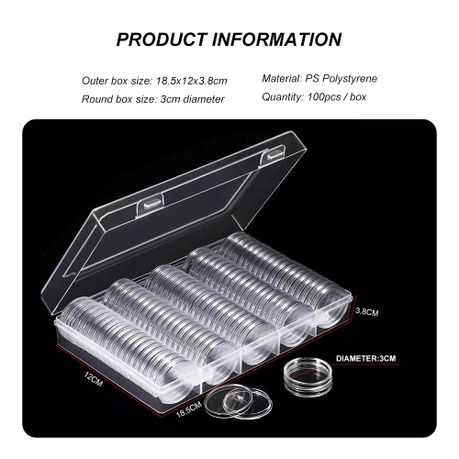 Coin Collection Storage Box - 100 Capsules