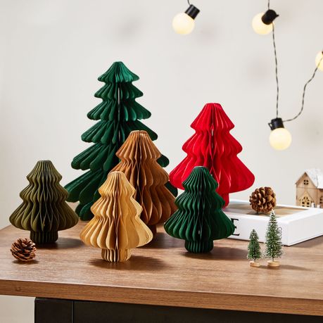 3D Honeycomb Paper Christmas Trees - 6 Pack