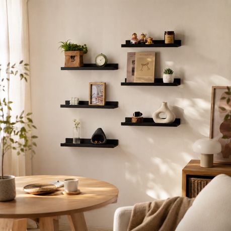 Paulownia Wood Floating Wall Shelves (Set of 6)