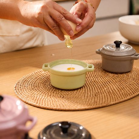 Pastel Ceramic Ramekin Dishes with Lids Set - 220ml