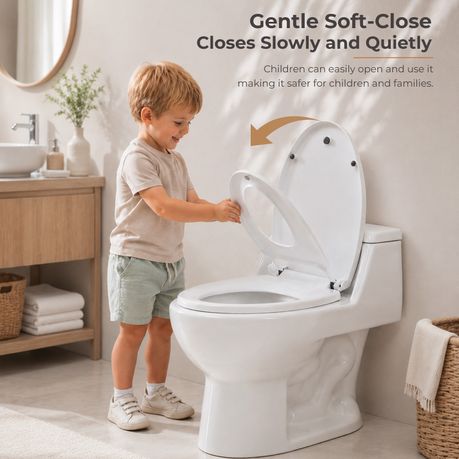 2-in-1 Toilet Seat with Built-In Toddler Seat - O Shape