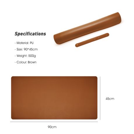 Leather Desk Pad Large Portable Desk Mat - Brown