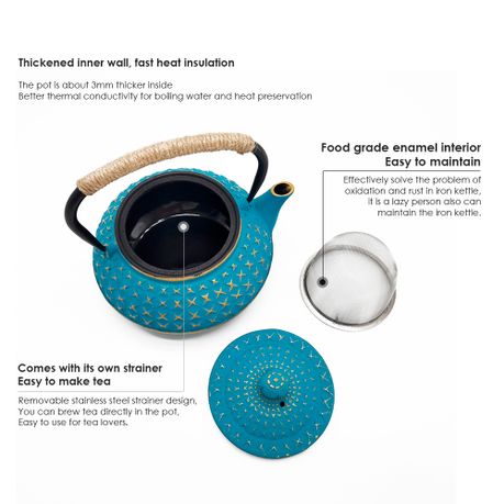 Chenshia 800ml Authentic Handmade Cast Iron Teapot with Infuser