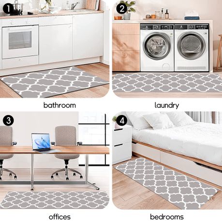 Grey Non-Slip Absorbent Floor Mat Set - 50x80cm & 50x160cm Runner
