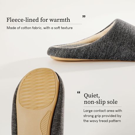 Memory Foam Cotton Slippers Grey Anti-Slip Indoor Comfort - Unisex