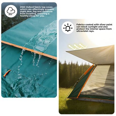 Chenshia 4 Person Camping Tent 210D Oxford Fabric Anti-Mosquito Pop-Up Tent