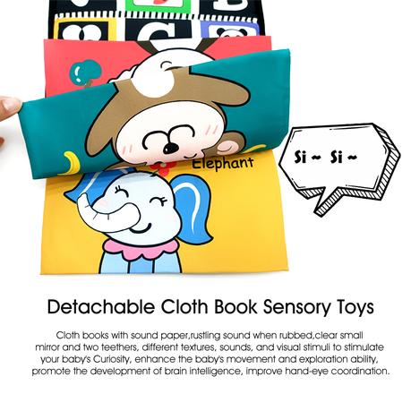 Sensory Soft Cloth Book Tummy Time Interactive Mirror Learning Toy