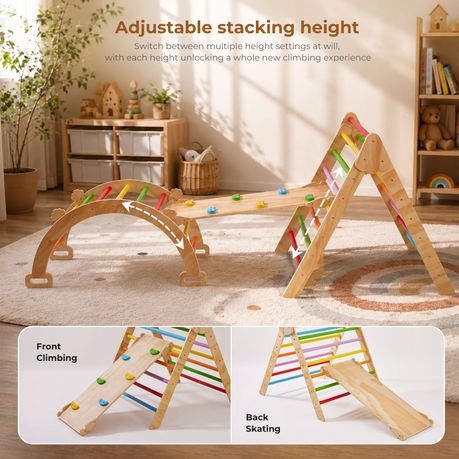 Montessori Wooden Climbing Set - Indoor Toddler Gym