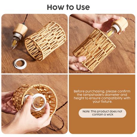 3-Piece Handcrafted Woven Rattan Lampshade Light Cover & Home Decor