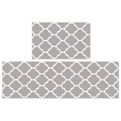 Grey Non-Slip Absorbent Floor Mat Set - 50x80cm & 50x160cm Runner