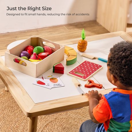 Wooden Fruit Cutting Toy Set with Tray & Learning Cards