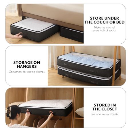 Chenshia 90L Underbed Storage Containers Clothes Blankets Winter & Handles - Grey