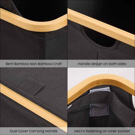100L Collapsible Laundry Hamper with Lid & Removable Bag - Black
