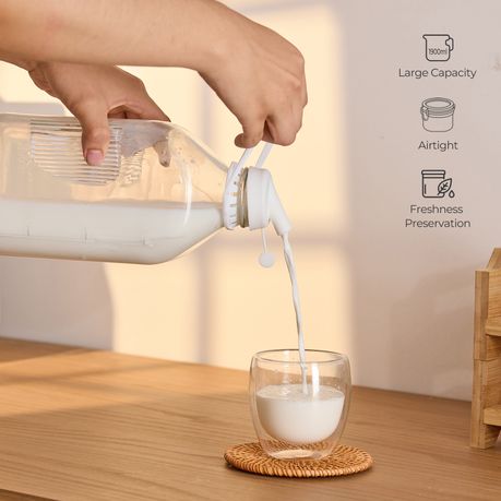 1.9L Glass Milk Bottles with Airtight Lids | 2-Pack
