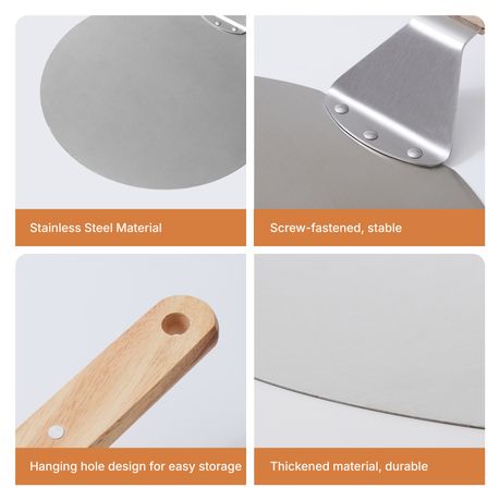 Chenshia Stainless Steel Baking Pizza Peel & Wood Handle Wide Pizza Spatula