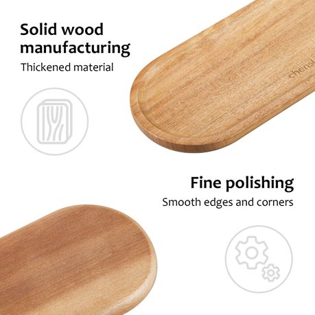 5-Piece Acacia Wood Serving Tray Tabletop Decorative Organiser Tray - Oval