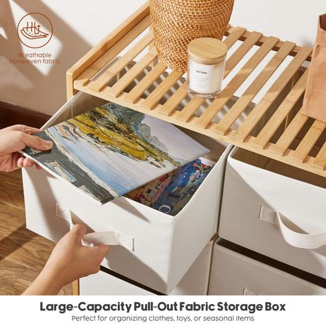 Bamboo Pull Out Drawer Organizer Home Office Storage Rack