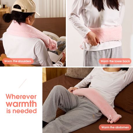 Long Hot Water Bottle & Fluffy Fleece Cover Cramp Reliever - 2.5L
