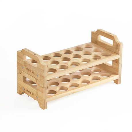 2-Tier Bamboo Stackable Egg Holder Rack | 18 Eggs per Layer