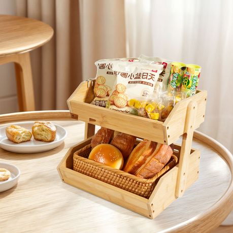 2-Tier Bamboo Countertop Organizer Storage Rack