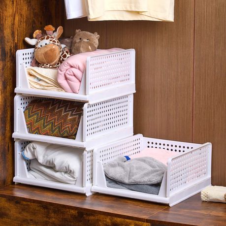 Foldable Closet Organizer Stackable, Closet Storage Basket-4 Piece
