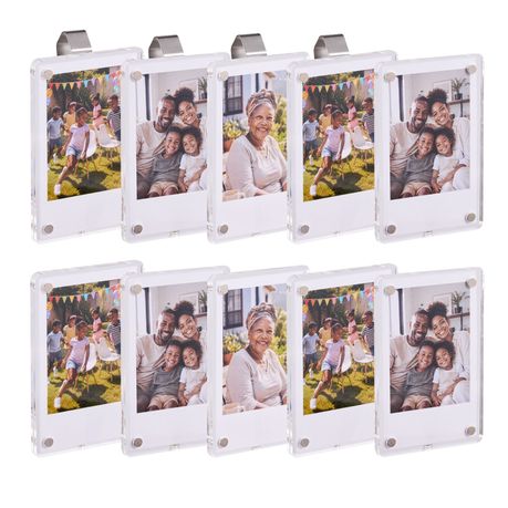 10-Pack Acrylic Magnetic Photo Frames with 4 Clips