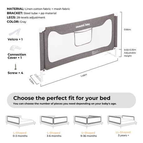 Baby Safety Bed Rail - 195x66cm