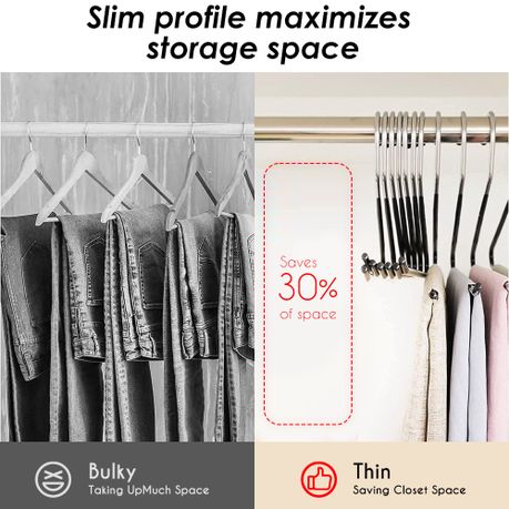 Open-Ended Rubber Coated Pant Hangers - 20-Pack