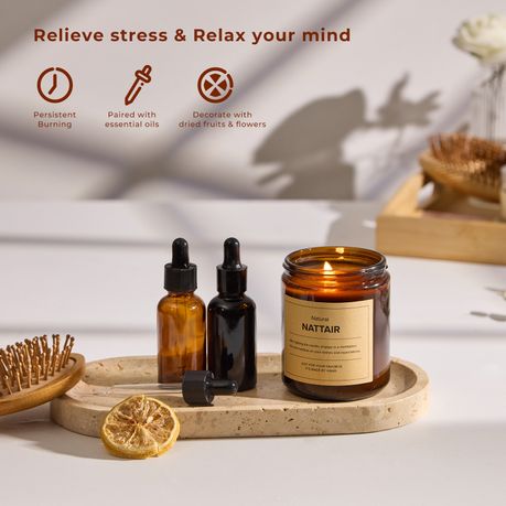 12Pc DIY Candle Making Kit Thick Amber Jars Handmade Therapy Set