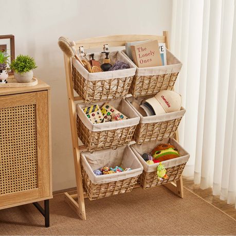 Double-Tier Floor-Standing Toy and Snack Storage Rack